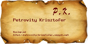 Petrovity Krisztofer névjegykártya